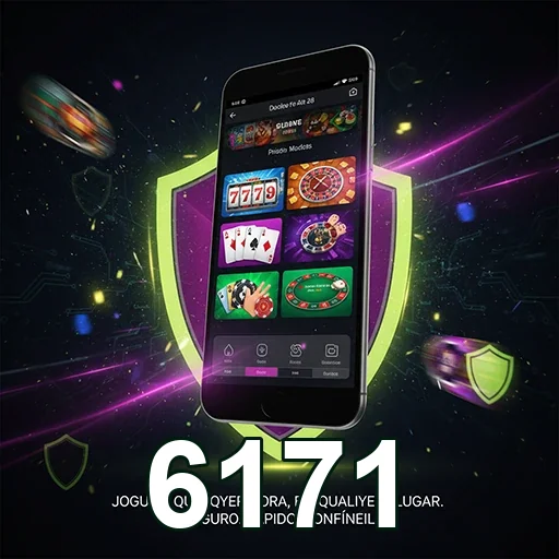 App 6171 com jogos e símbolos de cassino na tela.