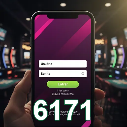 Jogador usando o aplicativo cassino 6171 no celular