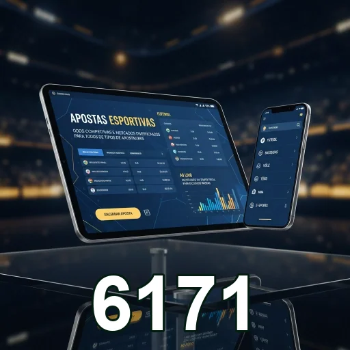 Interface de apostas esportivas do site 6171 em tablets e smartphones.