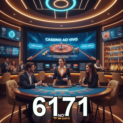 Jogadores em um cassino ao vivo no 6171, com dealers profissionais.