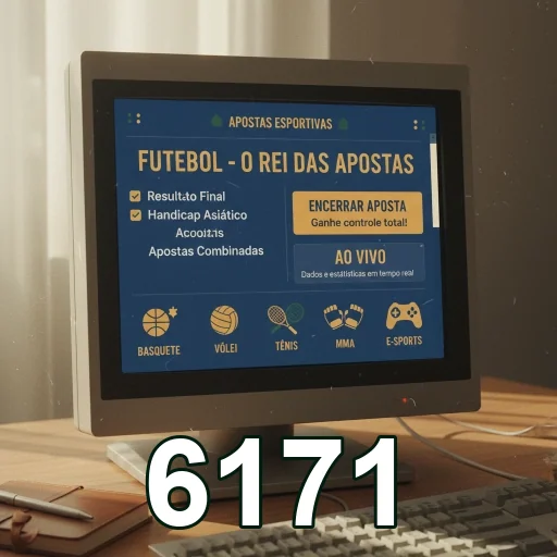Tela do computador exibindo serviços de apostas no 6171.