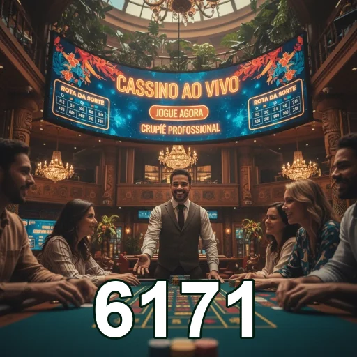 Jogadores em cassino ao vivo interagem com crupiê no 6171.