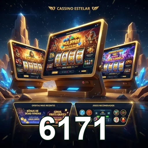 Imagem do cassino 6171 com máquinas de slot em destaque.