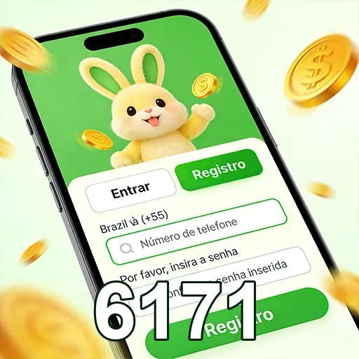 Tela de registro do 6171 com coelho e moedas ao redor.