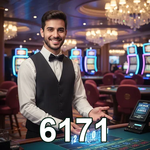 Dealer apresentando jogos no cassino online 6171.