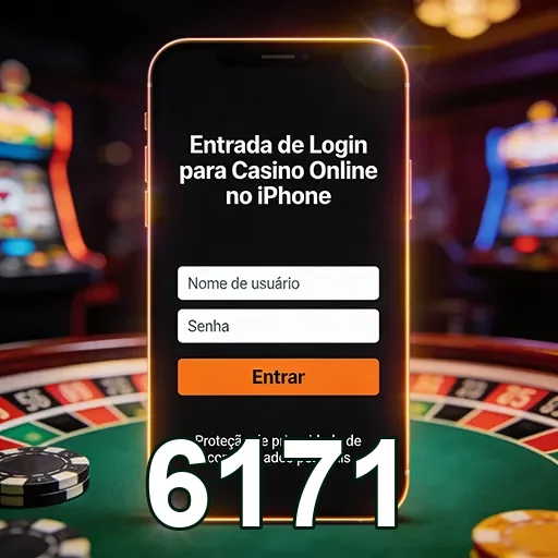 Tela de login do 6171 para cassino online no iPhone.