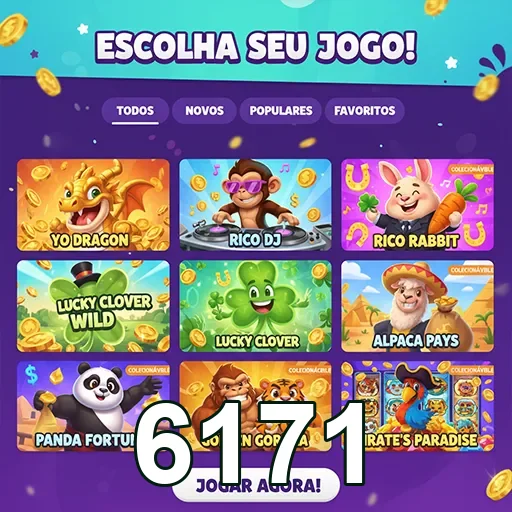 Tela de jogos populares na 6171, destacando slots vibrantes.