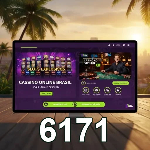 Tela do 6171 com jogos ao vivo e slots disponíveis.