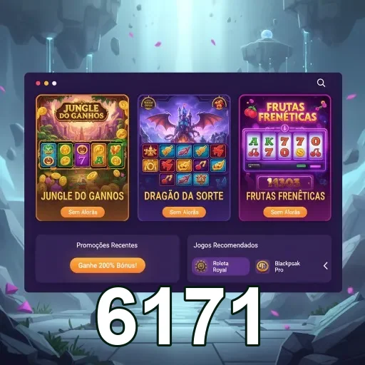 A interface de jogos do 6171 exibe slots populares e promoções.