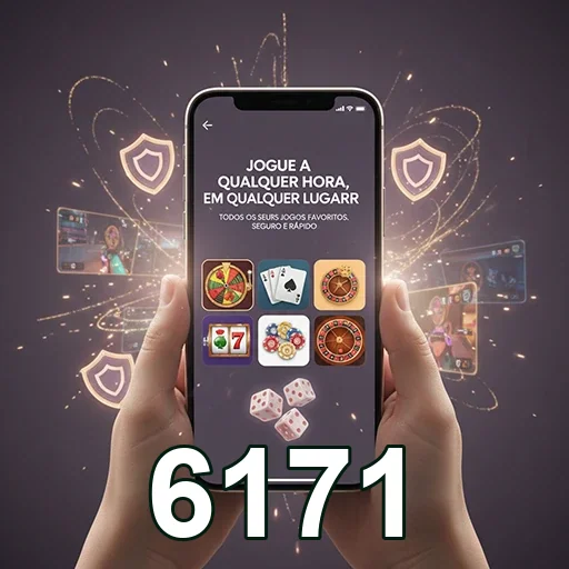 Tela do app 6171 mostrando opções de jogos em celular.