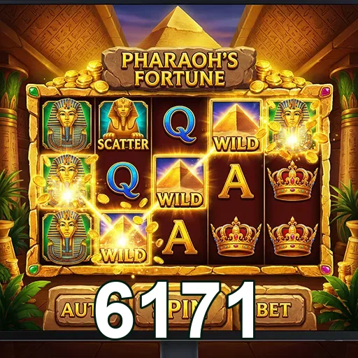 Tela do jogo Pharaoh's Fortune no aplicativo 6171.
