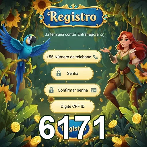 Tela de registro do site 6171 com campos de acesso seguro.