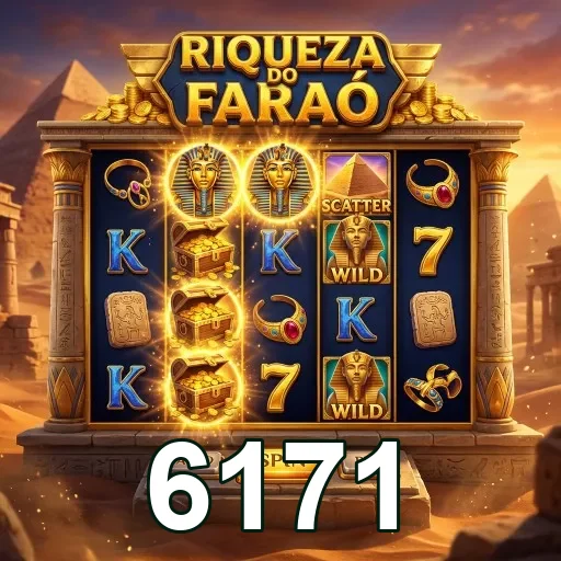 Slot 'Riqueza do Faraó' da 6171 com símbolos envolventes.