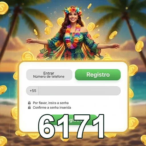Usuária alegre com flores no cabelo em fundo tropical no 6171.