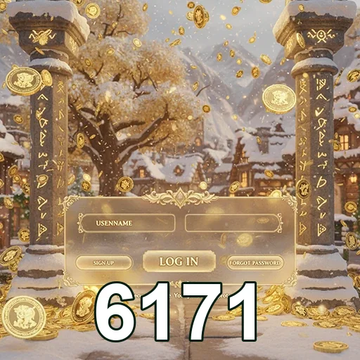 Tela de login do 6171 com moedas animadas ao fundo