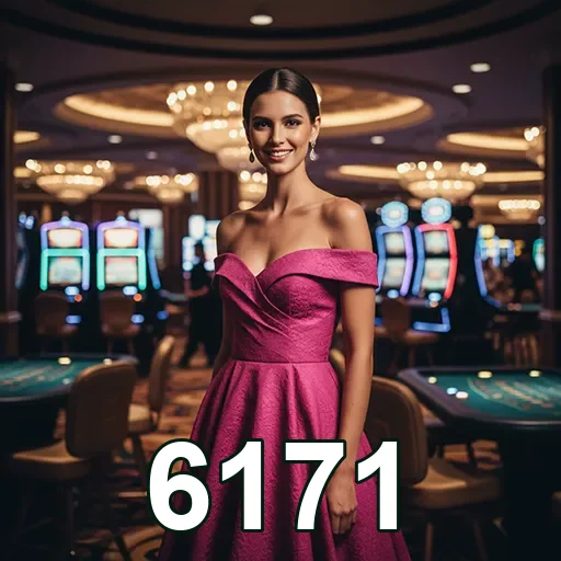 Imagem de atendente VIP da plataforma 6171 em cassino elegante.